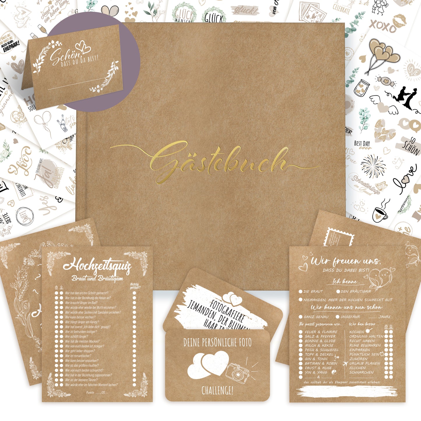 Hochzeit Gästebuch Blanko Kraft Set