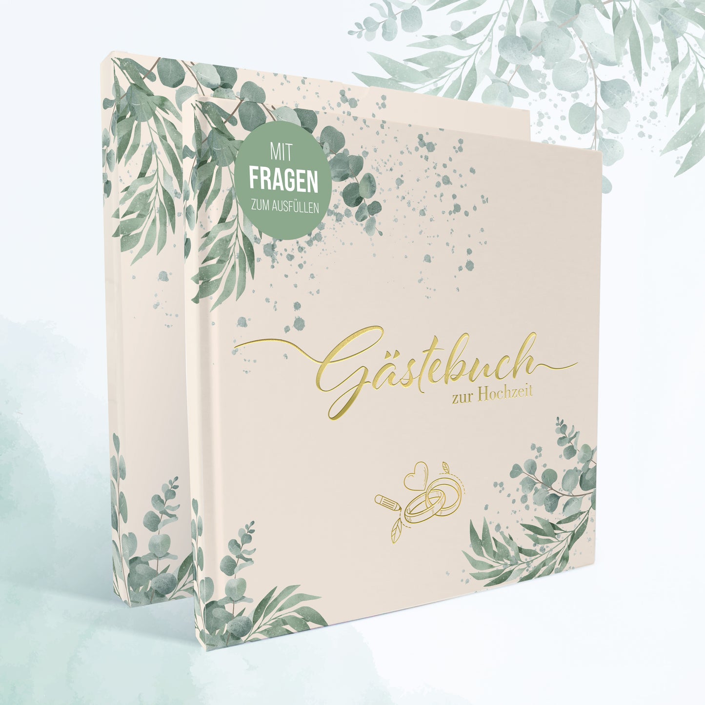 Gästebuch Hochzeit mit Fragen + Aufkleber