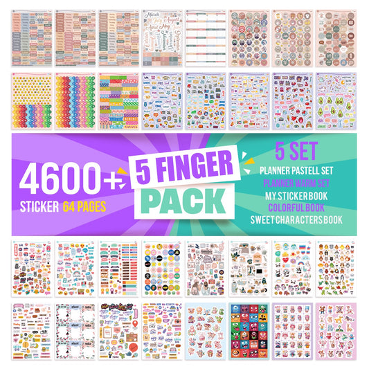 colortouch Planner Stickers Set - 4600+ pieces, 64 sheets of stickers - sticker photo album for calendar, organizer, agenda, journal, monthly planner, notebook, bullet journal - children, girls, adults
