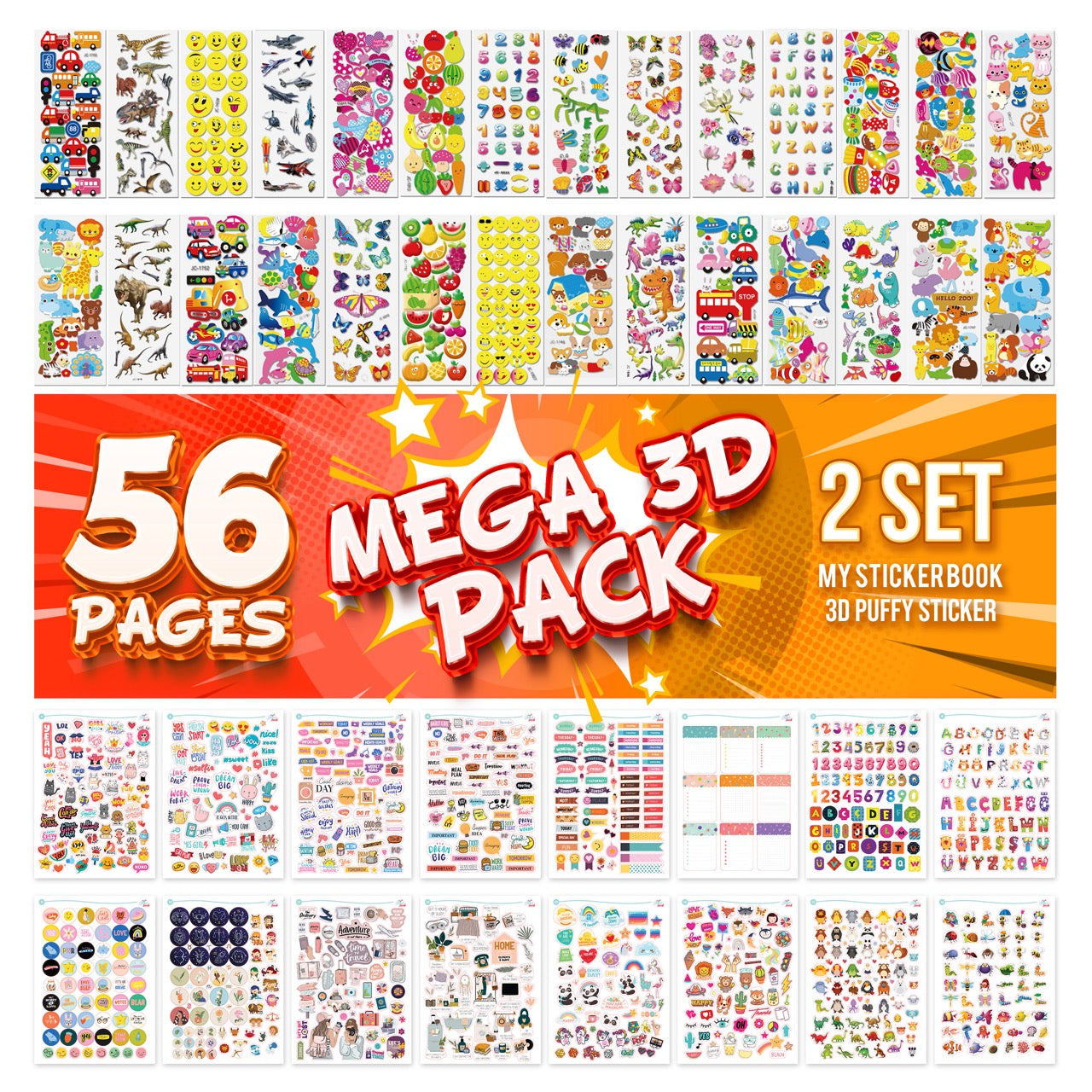 Mega 3D Pack (56 Blatt Aufkleber)