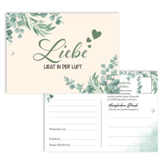 colortouch Ballonkarten Hochzeit, 50 Stück gelochte Ballonflugkarten als spaßiges Hochzeitsspiel, Postkarten für Luftballons, Extra Leicht Wunschkarten für lange Flugdauer, Gäste Wünsche, Boho Stil