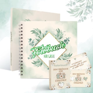 colortouch Hochzeit Fotobuch mit 70 Fotoaufgaben, Hochzeitsspiel Fotoalbum mit Platzhaltern, Fotospiel für Gäste, Hardcover Spiralbindung Gästebuch, Fotobox Hochzeitsgeschenk für Braut & Bräutigam