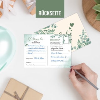 colortouch Ballonkarten Hochzeit, 50 Stück gelochte Ballonflugkarten als spaßiges Hochzeitsspiel, Postkarten für Luftballons, Extra Leicht Wunschkarten für lange Flugdauer, Gäste Wünsche, Boho Stil