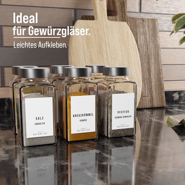 240 St.-Gewürzetiketten Weiß-Rechteckig und Rund
