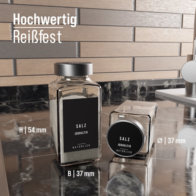240 St.-Gewürzetiketten Schwarz-Rechteckig und Rund