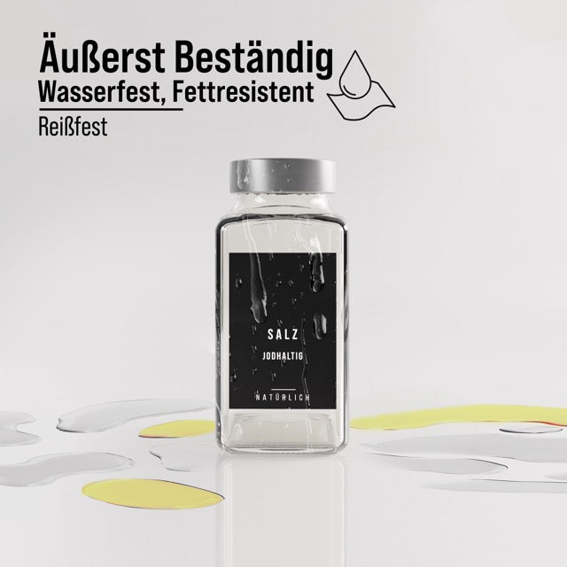 240 St.-Gewürzetiketten Schwarz-Rechteckig und Rund