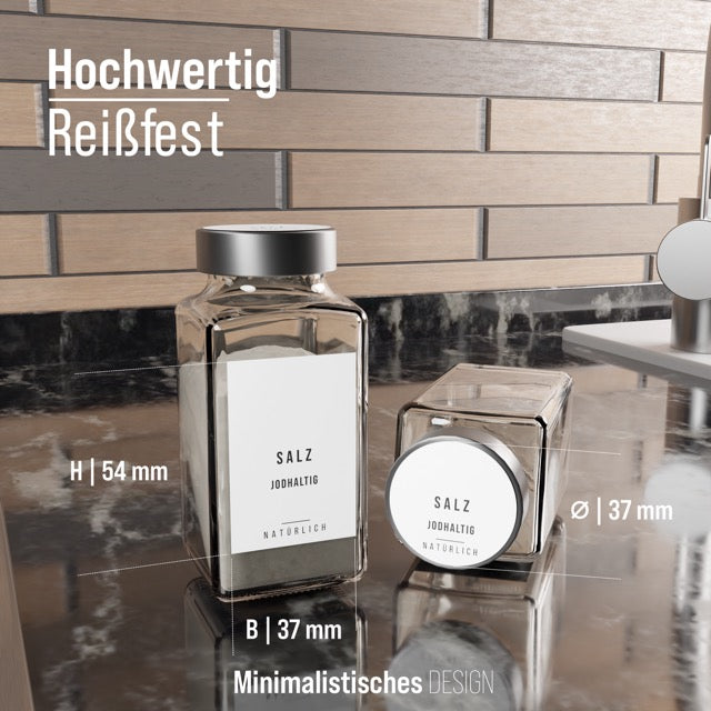240 St.-Gewürzetiketten Weiß-Rechteckig und Rund