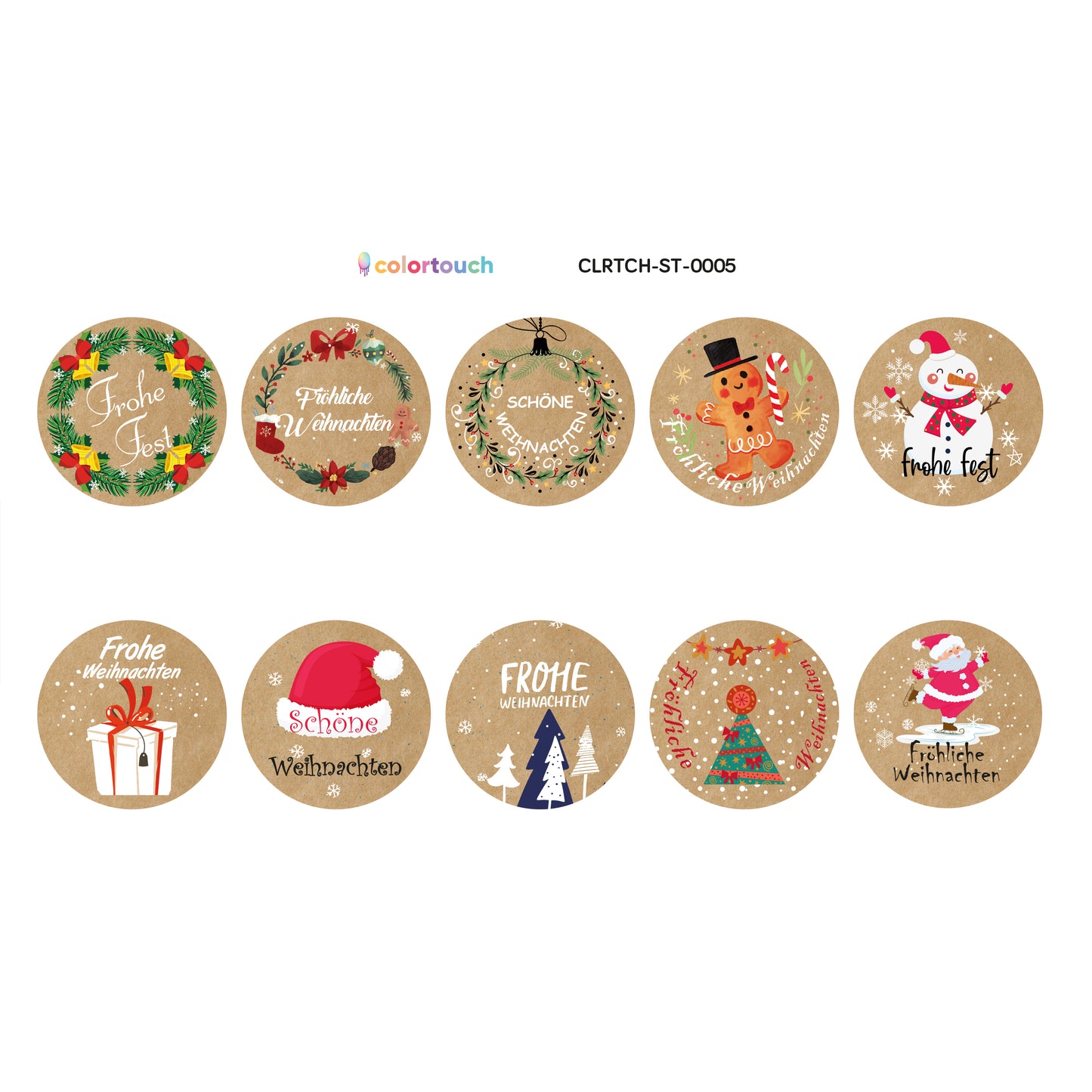 Weihnachten Aufkleber 80 St., Kraftpapier Optik