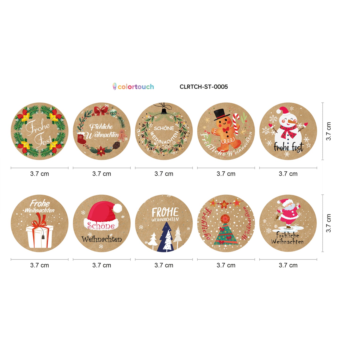 Weihnachten Aufkleber 80 St., Kraftpapier Optik