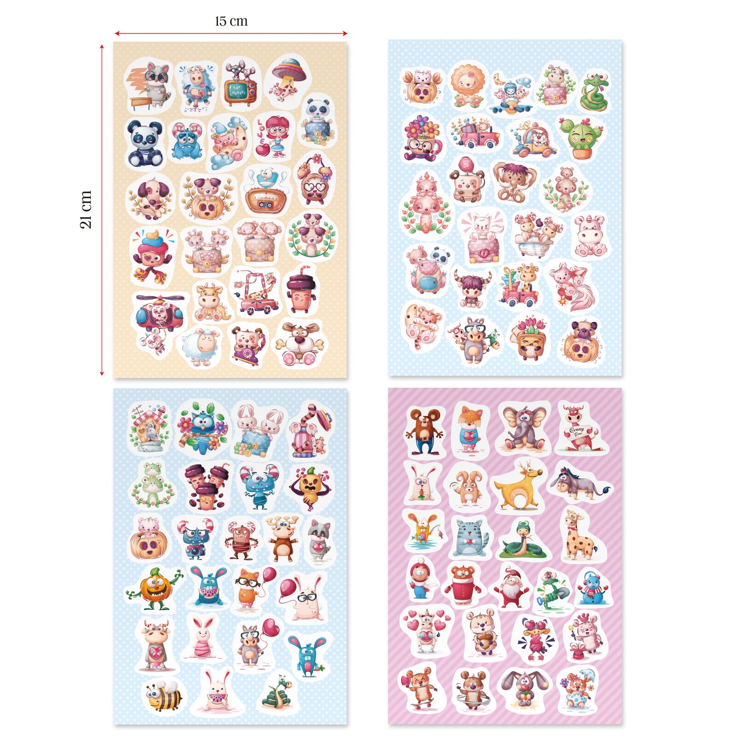 colortouch sticker set, 200 pieces of stickers for children, girls and teenagers, many different designs stickers for sticker album, sticker book for laptop, planner, folders