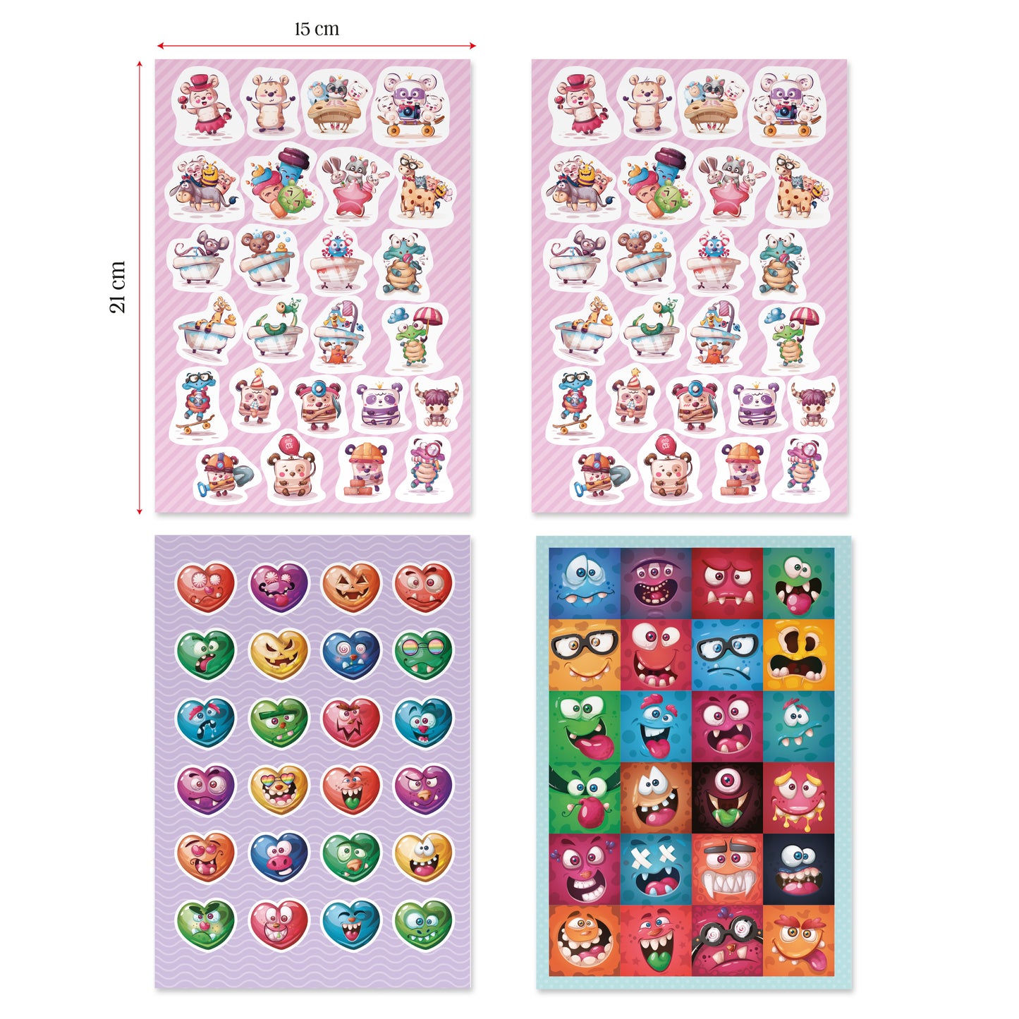 colortouch sticker set, 200 pieces of stickers for children, girls and teenagers, many different designs stickers for sticker album, sticker book for laptop, planner, folders
