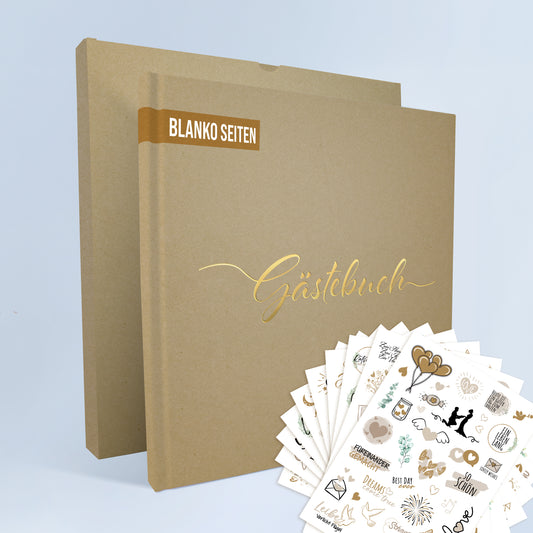 Gästebuch Blanko Kraft mit Aufkleber