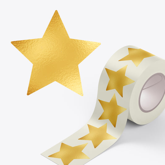 colortouch Gold Sterne Aufkleber, 500 St Star Sticker, 25 mm Glitzer Belohnung Sticker für Weihnachten Deko Papieraufkleber, Verpackung, Glitter Sterne Sticker, Weihnachtssticker