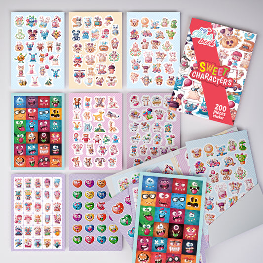 colortouch Sticker Set, 200 Stück Aufkleber Stickers für Kinder, Mädchen und Jugendliche, viele verschiedene Designs Stickers für Stickeralbum, Stickerbuch für Laptop, Planer, Mappen