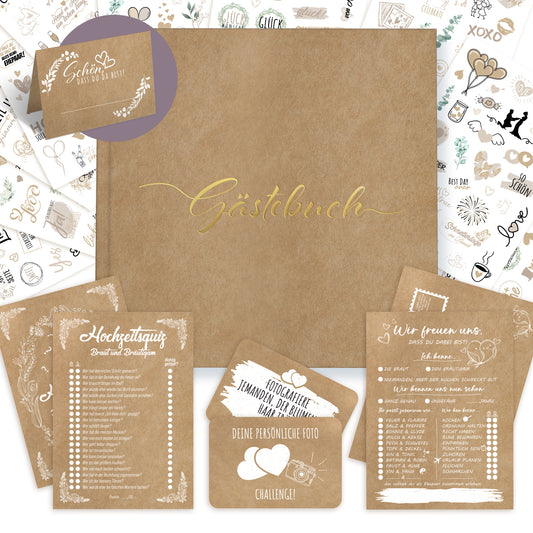 Hochzeit Gästebuch Blanko Kraft Set