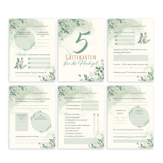 colortouch 50 Gästekarten Hochzeit zum ausfüllen, Wunderschöne Gästebuchkarten als Alternative zum Gästebuch für die Hochzeitkarten, Hochzeitsgeschenk/Hochzeitsspiel, individuelle Gästebuch-Karten