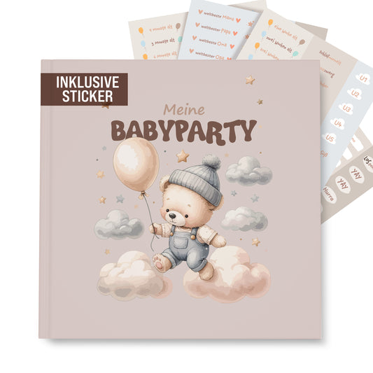 colortouch Gästebuch Babyparty, 78 Seiten Baby Fotoalbum zum Selbstgestalten, Baby Shower & Gender Reveal Deko, Baby Geschenk mit Kreative Fragen zur Geburt für Mädchen und Junge