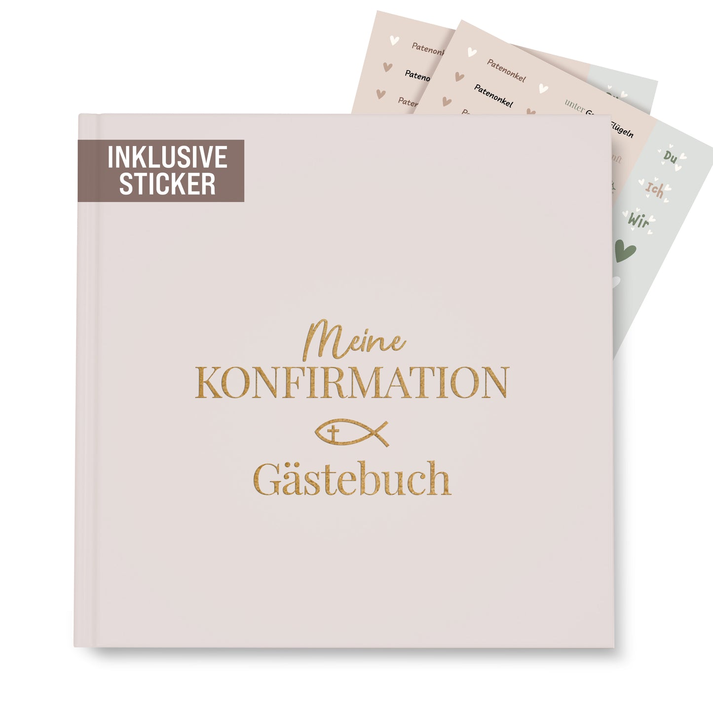 colortouch Gästebuch Konfirmation mit Aufkleber für Mädchen Junge, Erinnnerungsbuch Geschenk zur Konfirmation, 60 Kreative Seiten zum Selbstgestalten, Hardcover mit Goldfolienprägung, Boho Style