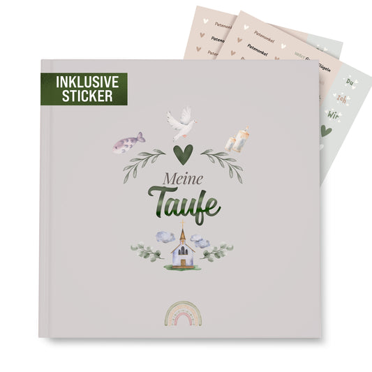 colortouch Gästebuch Taufe mit Aufkleber, Taufbuch zum Ausfüllen, 90 Seiten zum Selbstgestalten, Taufe Geschenk & Erinnerungsalbum für die Junge & Mädchen, Hochwertiger Hardcover