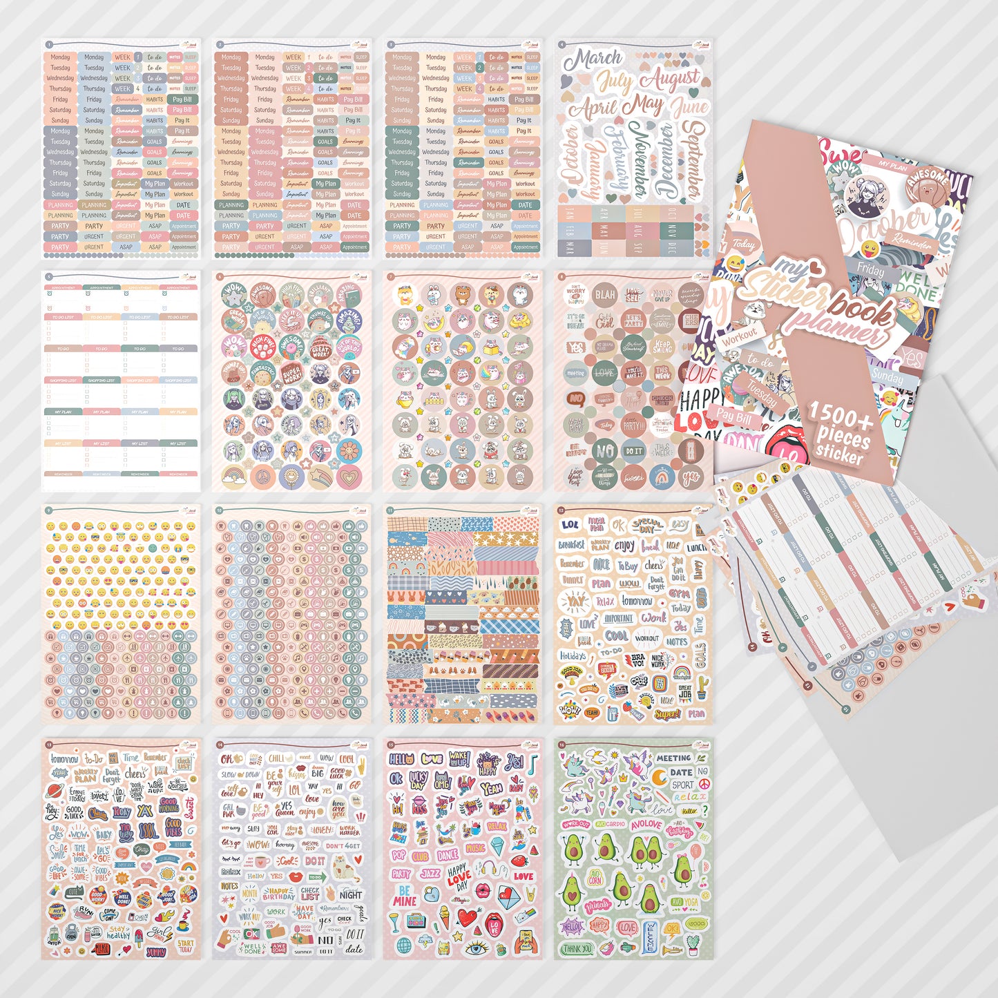 colortouch calendar 2025 with 1500+ stickers for appointment calendar, sticker set for A5 monthly planner, appointment planner ring binder with sticker album, 14 month weekly planner in German (Nov 24-Dec 25)