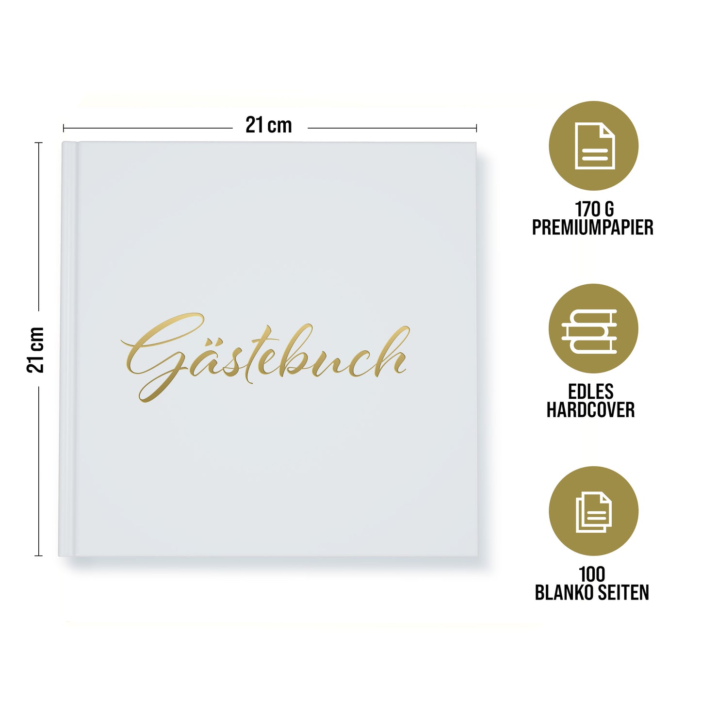 colortouch Gästebuch Hochzeit 100 Blanko Seiten mit Sticker Hochzeit, Hochwertiges Hochzeitsgästebuch, Aufkleber für Fotoalbum, Premium Papier Hochzeitsbuch, 10 Blatt Hochzeitsaufkleber