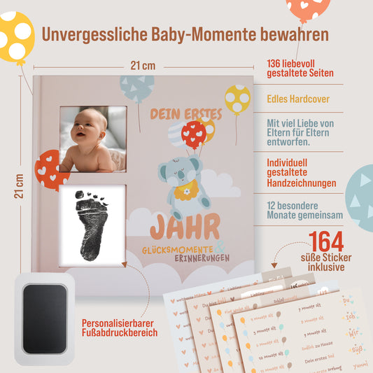 Babyalbum "Dein erstes Lebensjahr" mit Abdruckset + Aufkleber