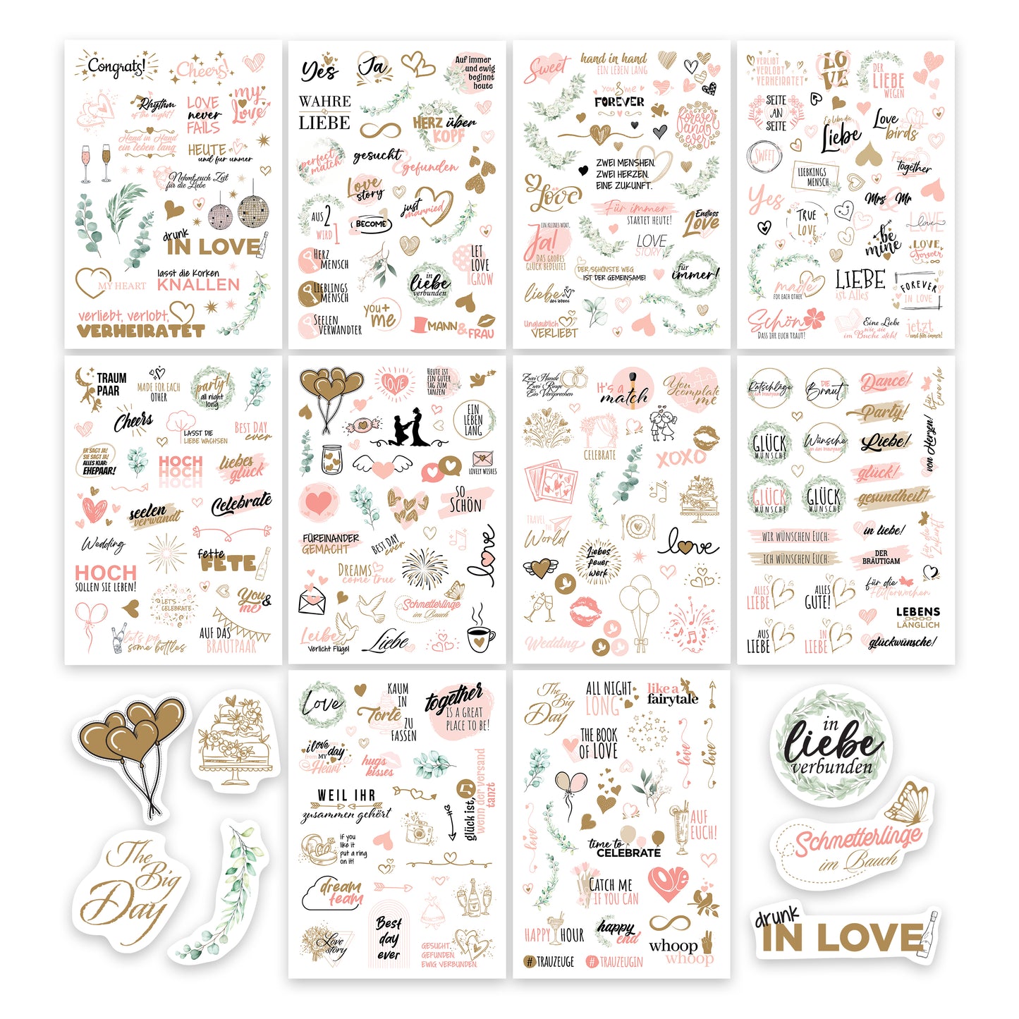 colortouch wedding stickers guest book (325 designs), wedding stickers for photo album, 10 sheets of wedding stickers for scrapbook, vintage love stickers, bullet journal wedding wedding decoration gifts