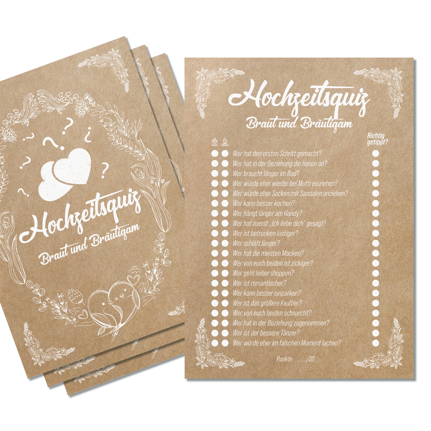 colortouch 50 card wedding quiz, kraft-optic wedding decoration, wedding game for guests to get to know each other, wedding gift for bride &amp; groom, 20 funny questions about the bride and groom for laughter-filled conversations