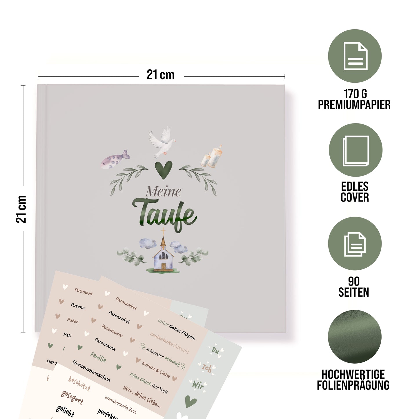 colortouch Gästebuch Taufe mit Aufkleber, Taufbuch zum Ausfüllen, 90 Seiten zum Selbstgestalten, Taufe Geschenk & Erinnerungsalbum für die Junge & Mädchen, Hochwertiger Hardcover