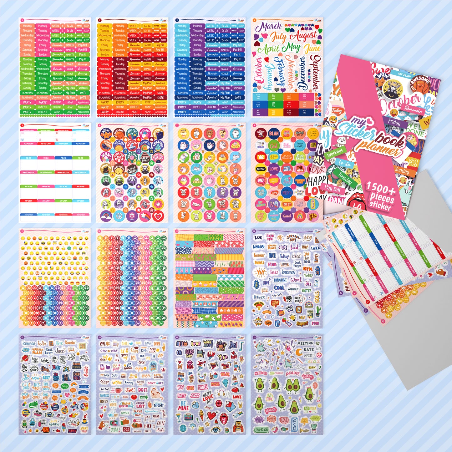 colortouch book calendar 2025 with 3000+ pcs planner sticker set, scrapbook stickers accessories for A5 and 30 minute intervals calendar ring binder, planner, organizer, agenda with soft cover (14 months)