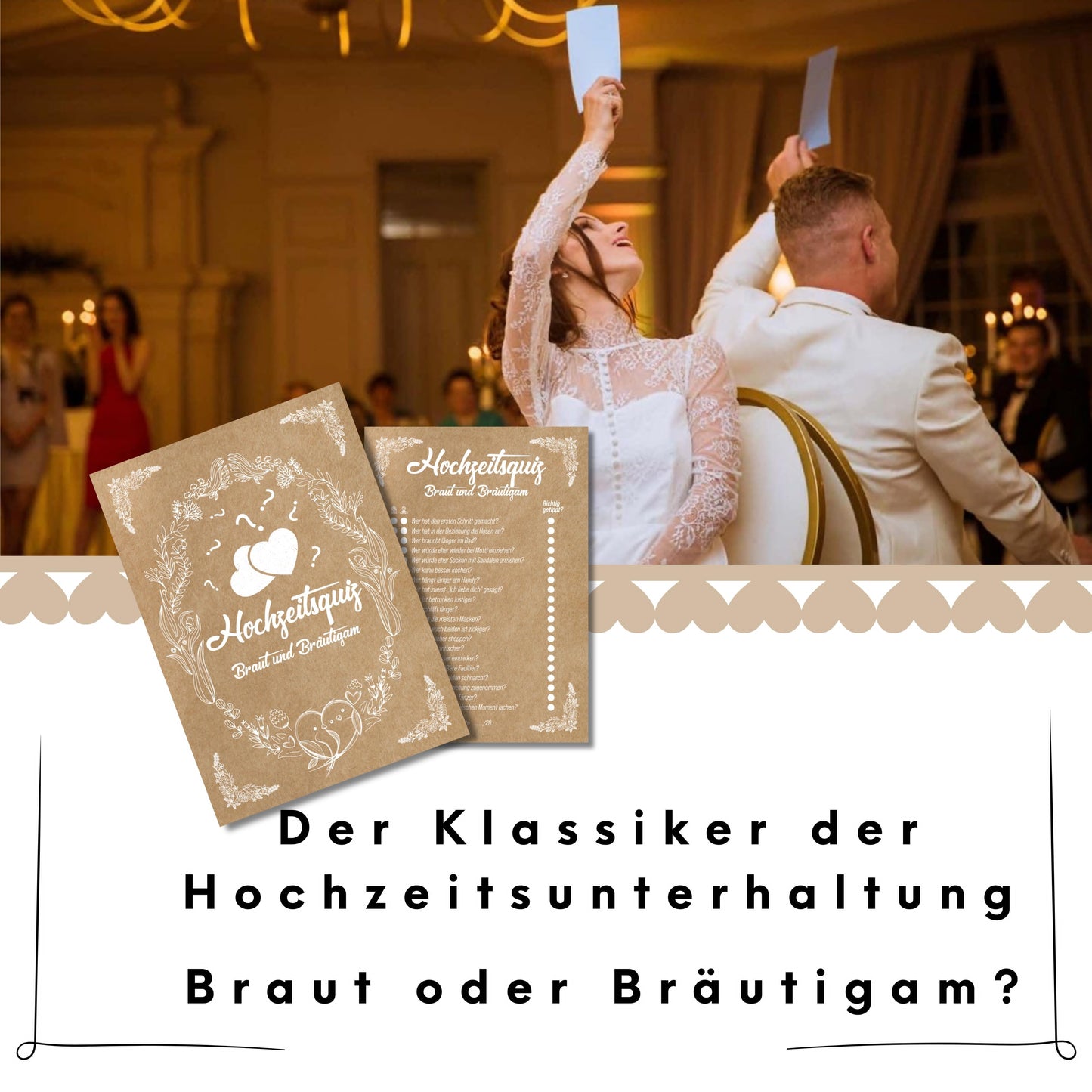 50 Karte Hochzeitsquiz, Kraft-Optik Hochzeitsspiel für Gäste zum Kennenlernen