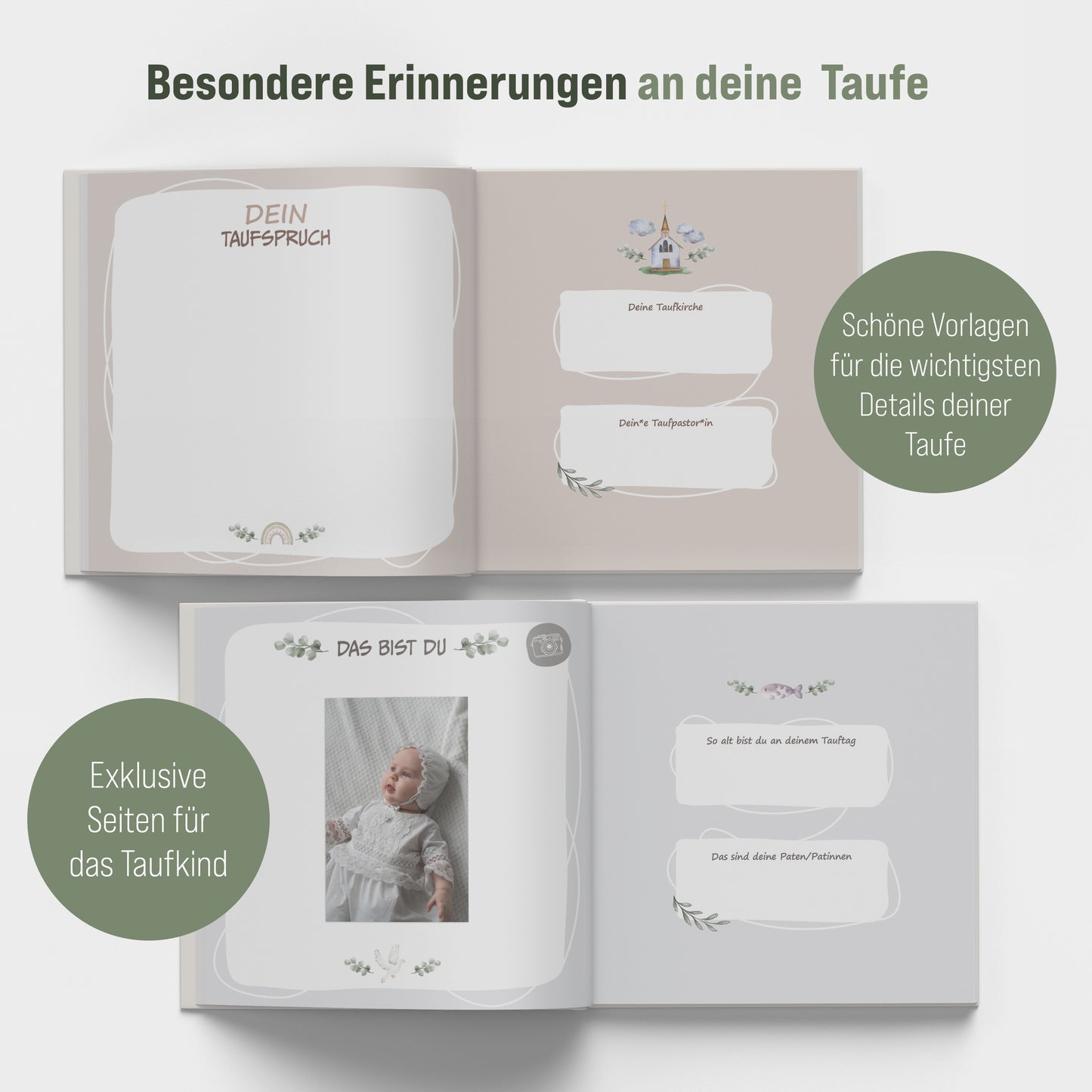 colortouch Gästebuch Taufe mit Aufkleber, Taufbuch zum Ausfüllen, 90 Seiten zum Selbstgestalten, Taufe Geschenk & Erinnerungsalbum für die Junge & Mädchen, Hochwertiger Hardcover