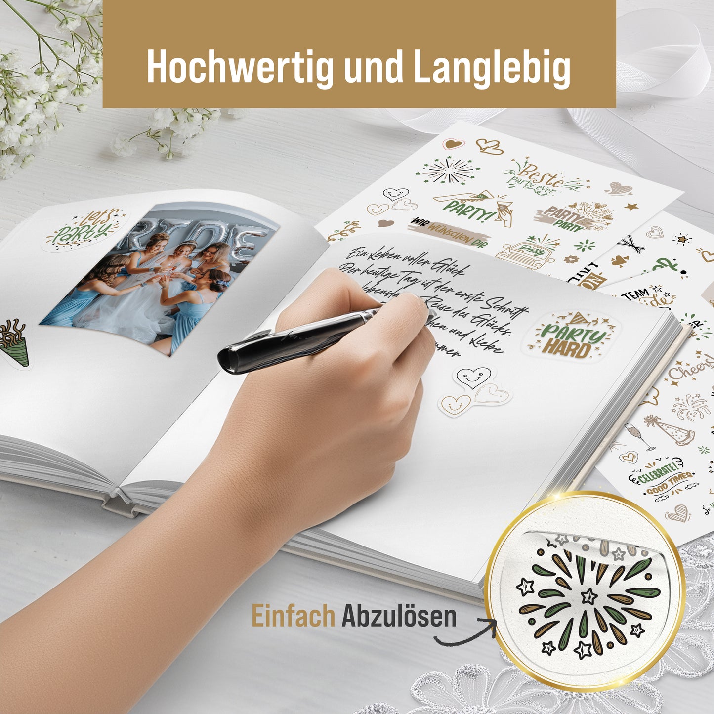 colortouch Sticker JGA (294 Motive), 10 Blatt Aufkleber für Junggesellinnenabschied Gästebuch, Party Hochzeitsdekoration Fotoalbum Scrapbooking Erinnerungsbuch Brautgeschenk zur Hochzeit