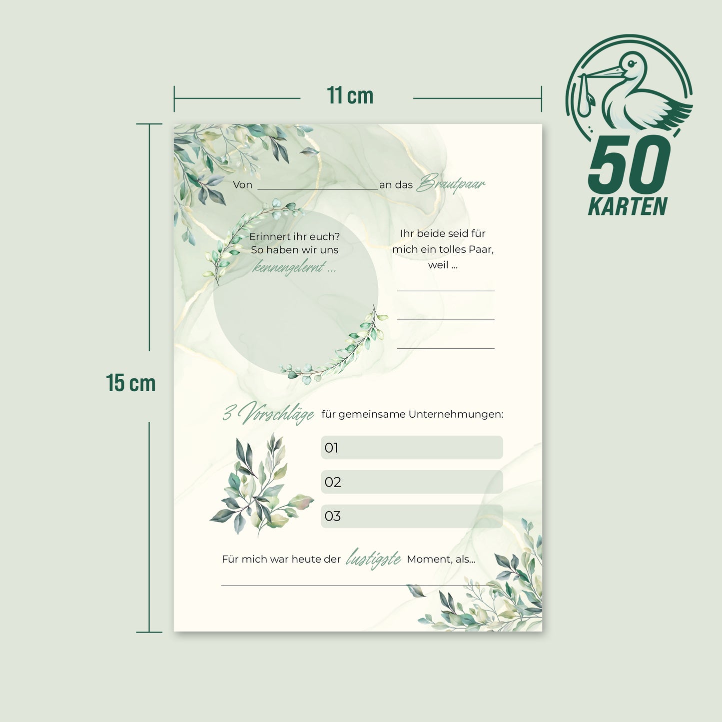 colortouch 50 Gästekarten Hochzeit zum ausfüllen, Wunderschöne Gästebuchkarten als Alternative zum Gästebuch für die Hochzeitkarten, Hochzeitsgeschenk/Hochzeitsspiel, individuelle Gästebuch-Karten