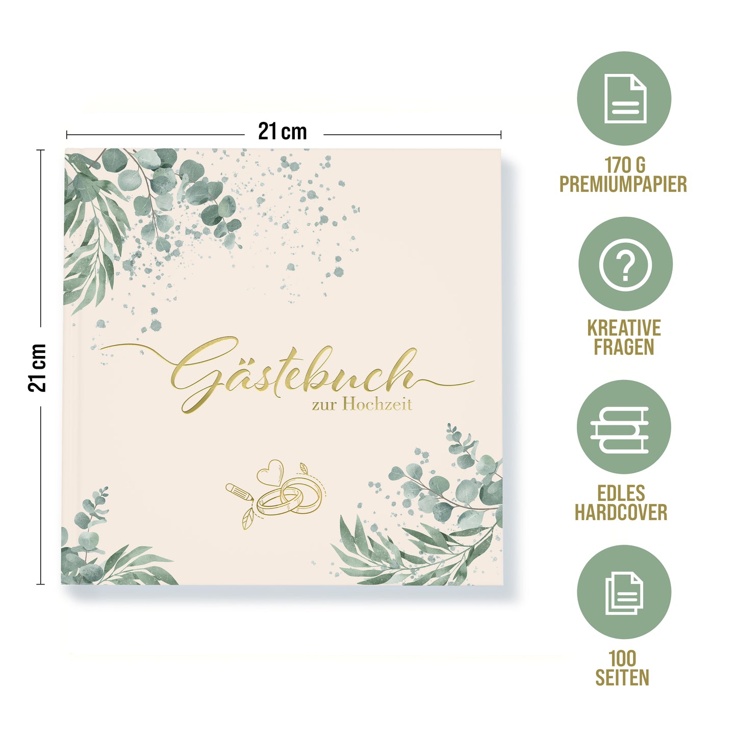 Gästebuch Hochzeit mit Fragen + Aufkleber