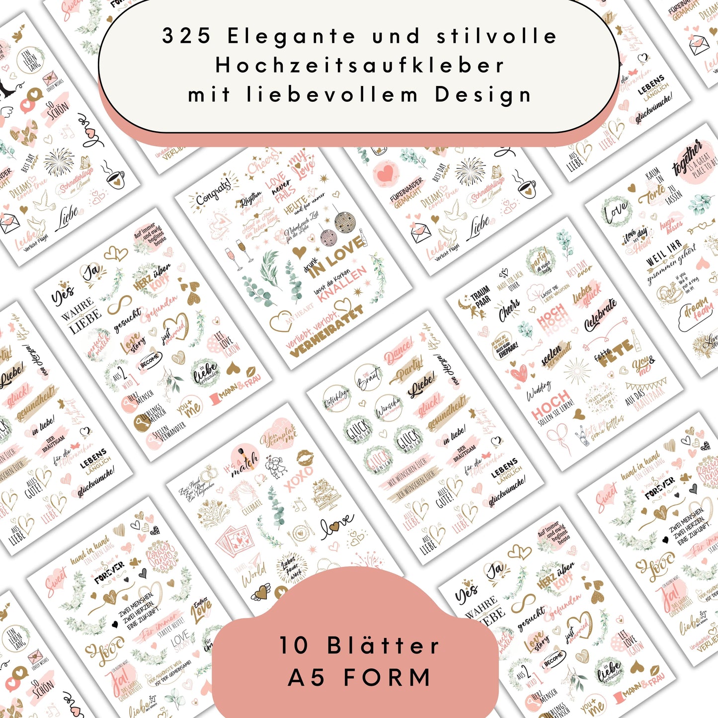 colortouch wedding stickers guest book (325 designs), wedding stickers for photo album, 10 sheets of wedding stickers for scrapbook, vintage love stickers, bullet journal wedding wedding decoration gifts