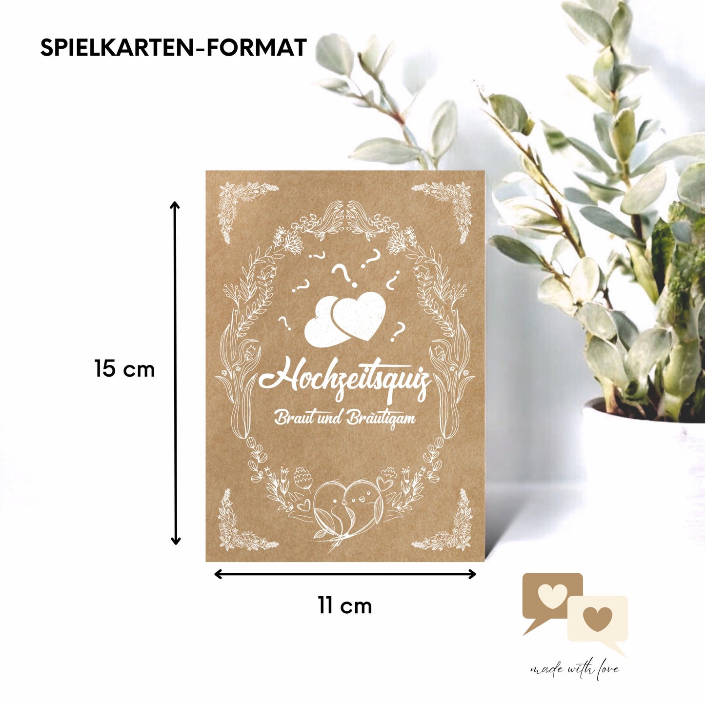 50 Karte Hochzeitsquiz, Kraft-Optik Hochzeitsspiel für Gäste zum Kennenlernen