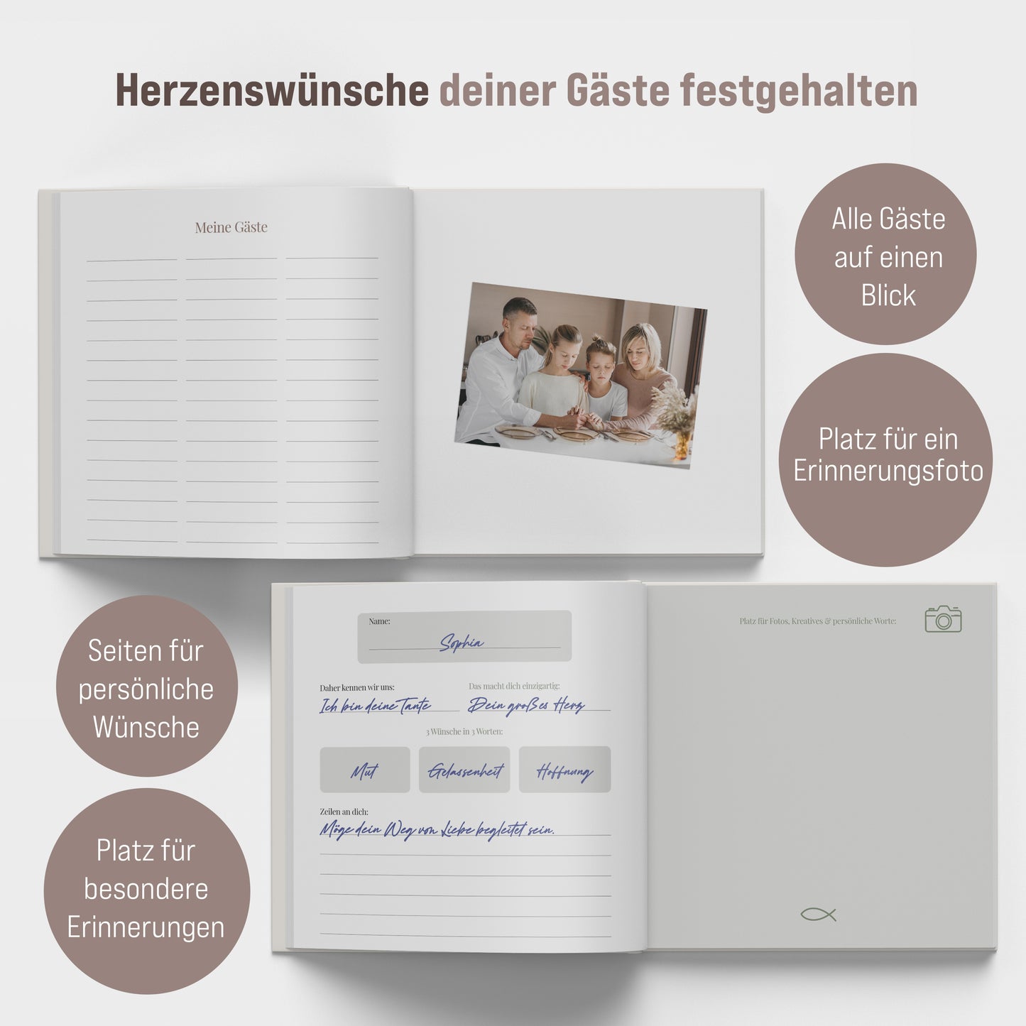 colortouch Gästebuch Konfirmation mit Aufkleber für Mädchen Junge, Erinnnerungsbuch Geschenk zur Konfirmation, 60 Kreative Seiten zum Selbstgestalten, Hardcover mit Goldfolienprägung, Boho Style