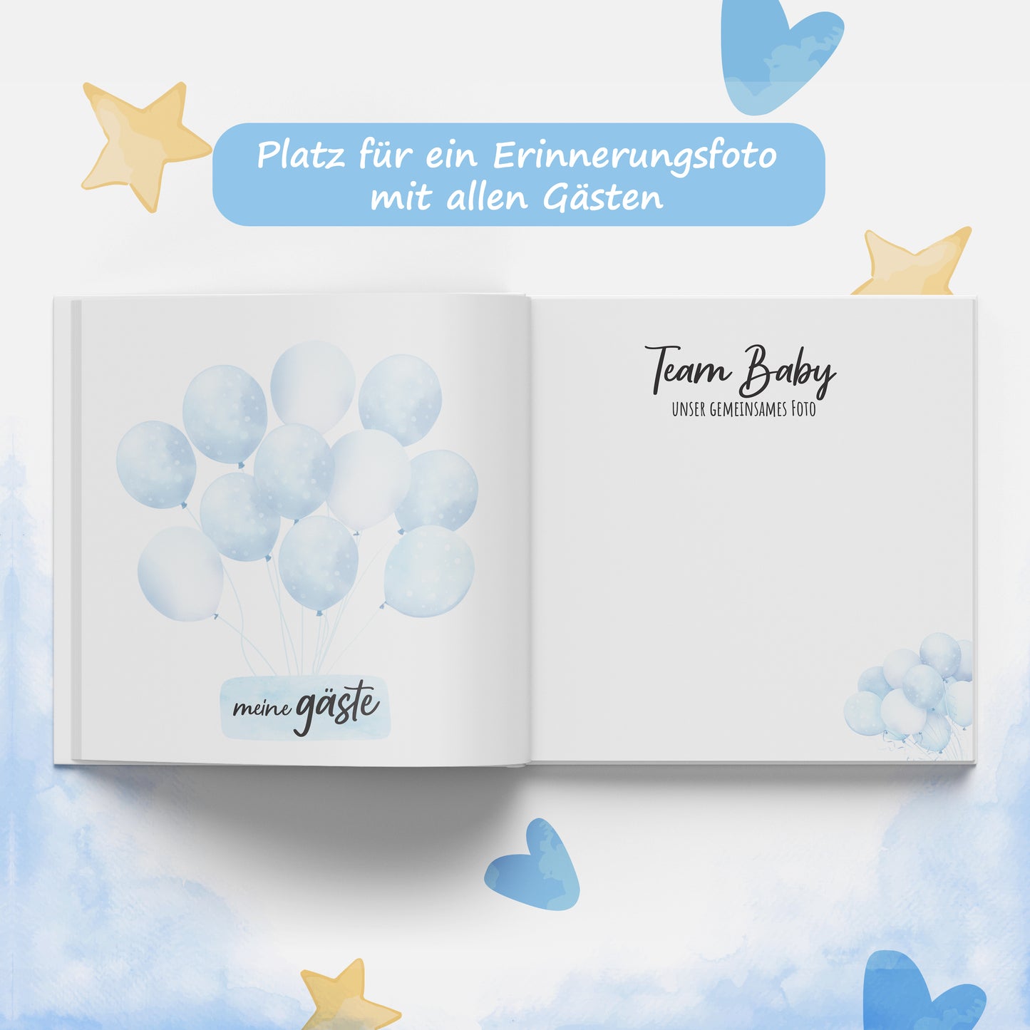 colortouch Gästebuch Babyparty mit Babyshower Spiele 50 Karten, 6 witzige Ratespiel Set für Babyparty zum Ausfüllen, Baby Shower Partyspiele Geschenk Junge & Mädchen, Fotoalbum zum selbstgestalten