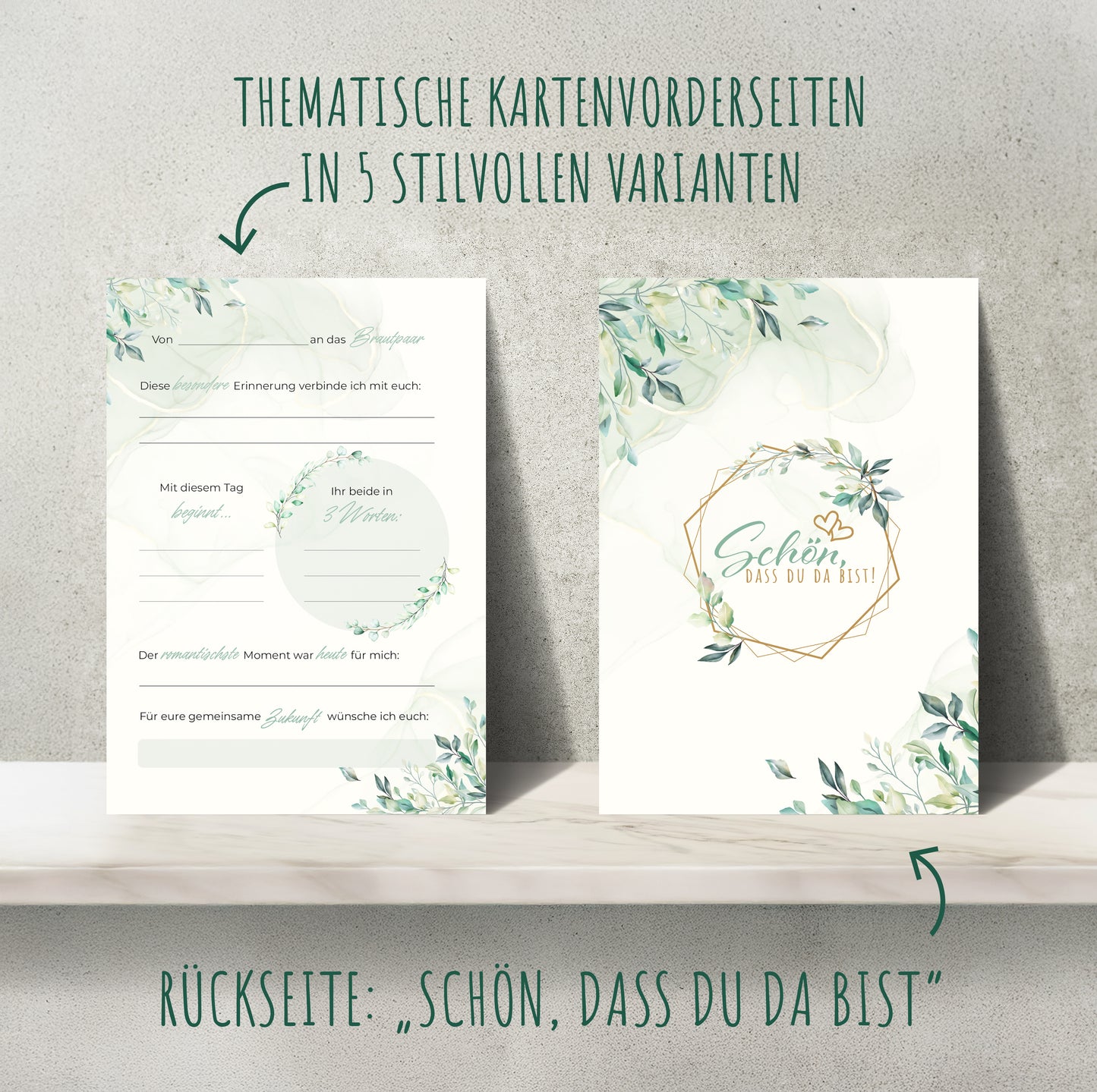 colortouch 50 Gästekarten Hochzeit zum ausfüllen, Wunderschöne Gästebuchkarten als Alternative zum Gästebuch für die Hochzeitkarten, Hochzeitsgeschenk/Hochzeitsspiel, individuelle Gästebuch-Karten