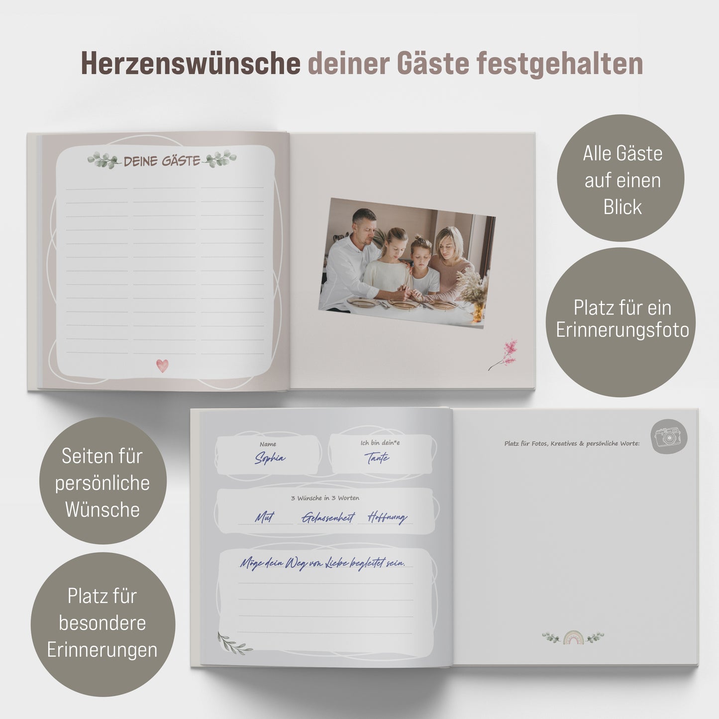 colortouch Gästebuch Kommunion mit Sticker, Kommunionsbuch zum Ausfüllen, 70 Seiten zum Selbstgestalten, Kommunionsgeschenk & Erinnerungsalbum für die Kommunionfeier, Hochwertiger Hardcover