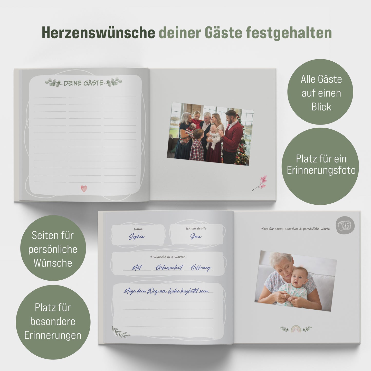 colortouch Gästebuch Taufe mit Aufkleber, Taufbuch zum Ausfüllen, 90 Seiten zum Selbstgestalten, Taufe Geschenk & Erinnerungsalbum für die Junge & Mädchen, Hochwertiger Hardcover