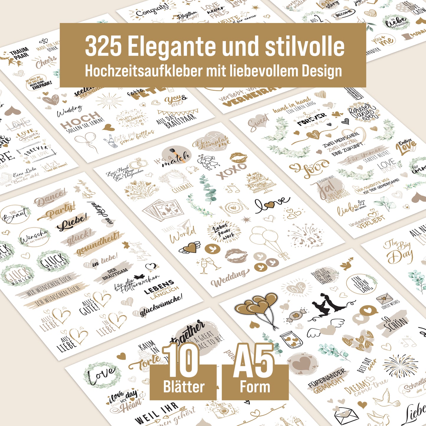 Gästebuch Hochzeit mit Fragen + Aufkleber