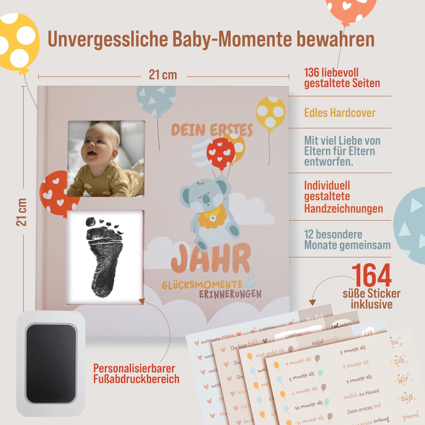 Mit Abdruckset und Aufkleber