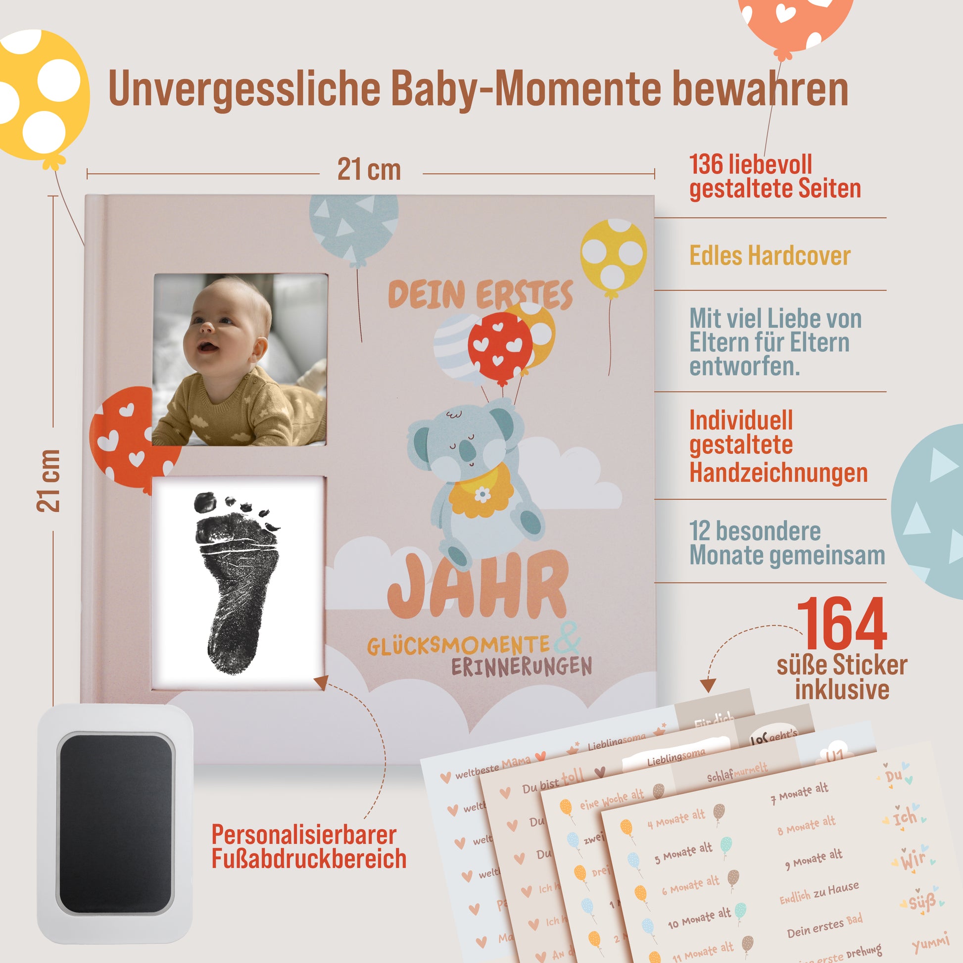 Mit Abdruckset und Aufkleber