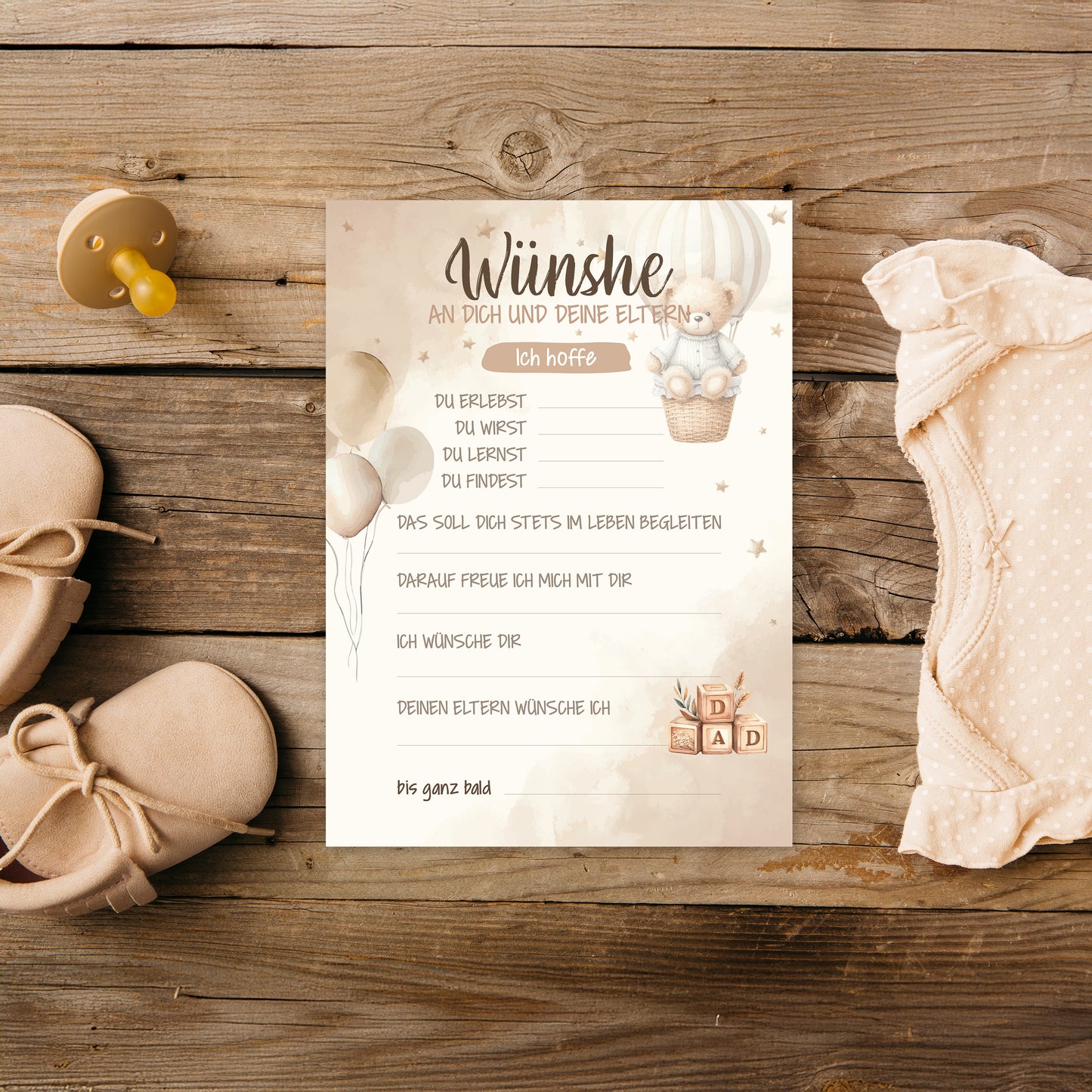 colortouch Babyshower Spiele 50 Karten, 6 witzige Ratespiel Set für Babyparty zum Ausfüllen (10 Stück), Partyspiele Babyshower für Mädchen und Junge, Babyparty Schwangerschaft Geschenk, DIN A5 Boho