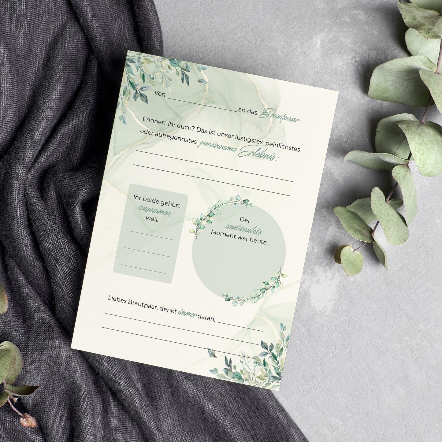 colortouch 50 Gästekarten Hochzeit zum ausfüllen, Wunderschöne Gästebuchkarten als Alternative zum Gästebuch für die Hochzeitkarten, Hochzeitsgeschenk/Hochzeitsspiel, individuelle Gästebuch-Karten