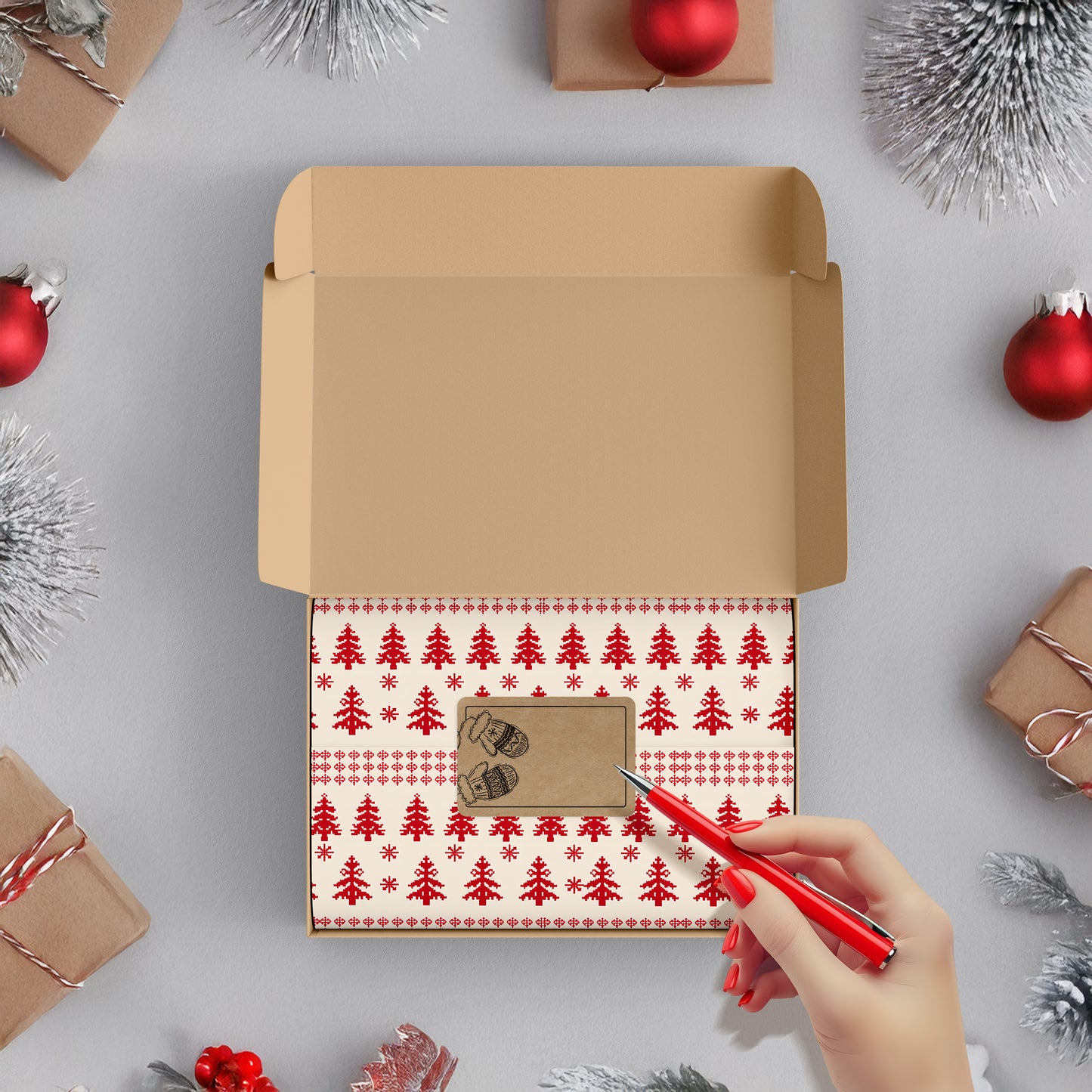 colortouch Aufkleber zum Beschriften Weihnachten - 250 St Beschriftbar Kraftpapier Optik Geschenkaufkleber - 37*55 mm Rechteckig Rolle Vintage Weihnachtsdeko für Verpackung, Geschenke, Tannenbaum