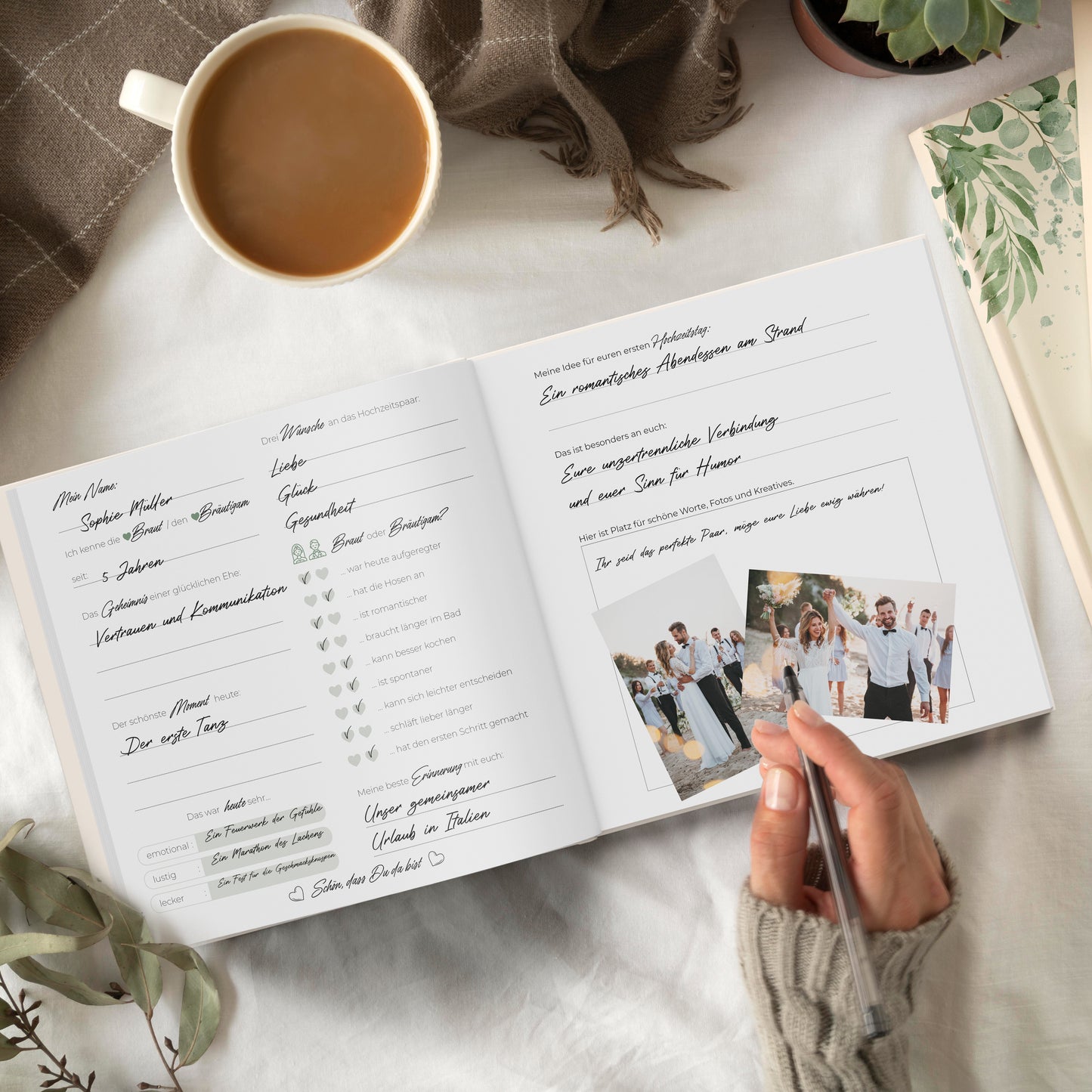 Gästebuch Hochzeit mit Fragen + Aufkleber