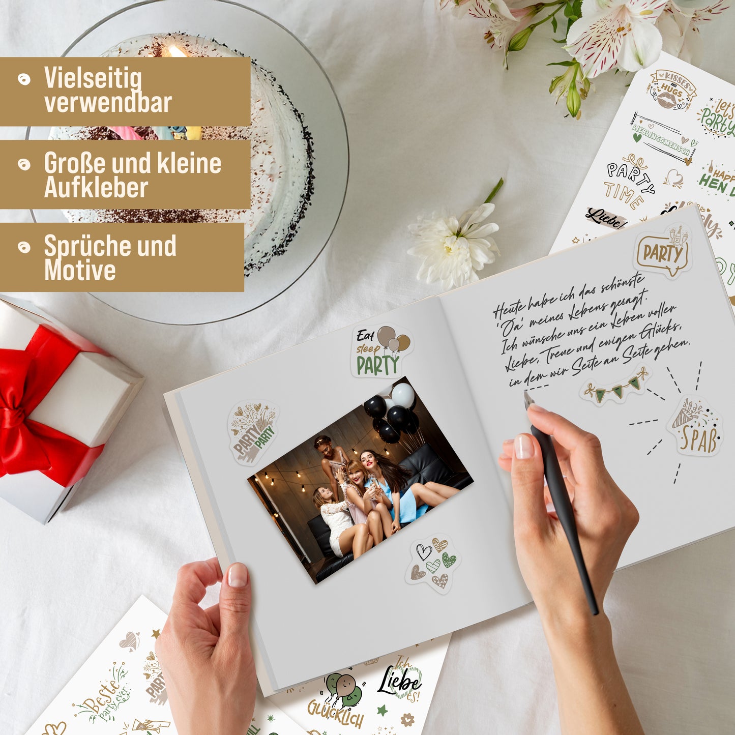 colortouch Sticker JGA (294 Motive), 10 Blatt Aufkleber für Junggesellinnenabschied Gästebuch, Party Hochzeitsdekoration Fotoalbum Scrapbooking Erinnerungsbuch Brautgeschenk zur Hochzeit